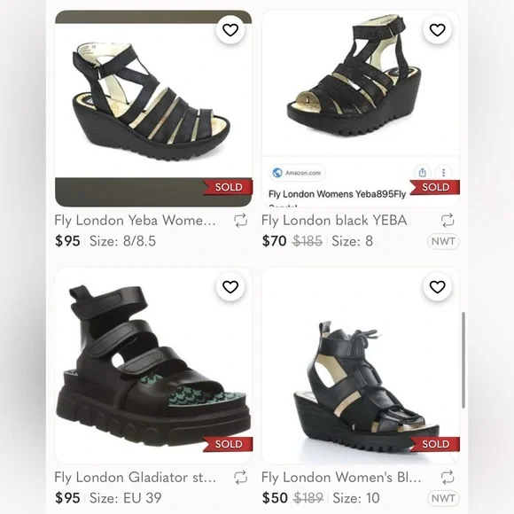 FLY LONDON Yeba Black Suede Ankle Strap Wedges Shoes Womens EU38 US 7.5 - 8 - Picture 12 of 13